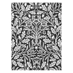 William Morris Vintage Black White Oak Pattern Tablecloth