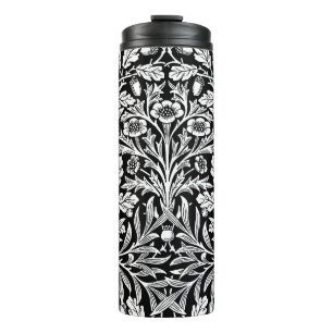 William Morris Vintage Black White Oak Pattern Thermal Tumbler