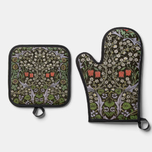 William Morris - Vintage Blackthorn Pattern Oven Mitt & Pot Holder Set
