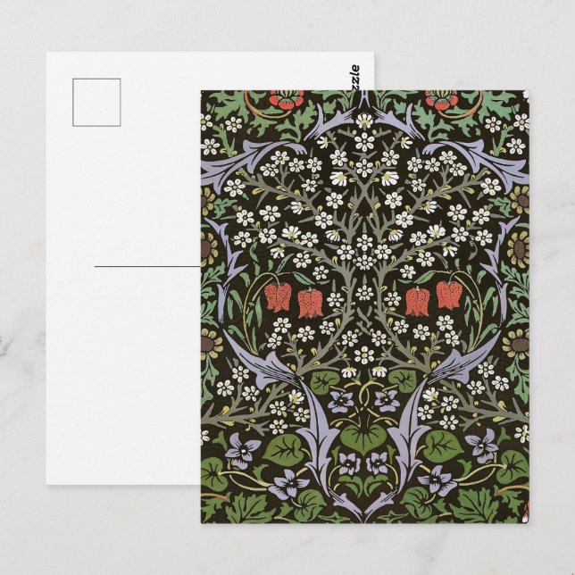 William Morris - Vintage Blackthorn Pattern Postcard (Front/Back)