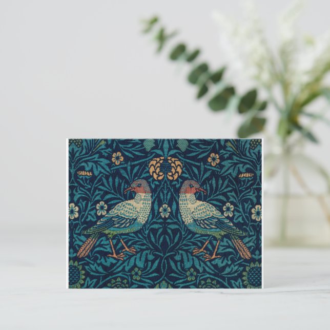 William Morris Vintage Blue Birds Postcard (Standing Front)