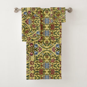William Morris Vintage Blue Green Red Bath Towel Set