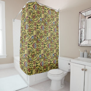 William Morris Vintage Blue Green Red Shower Curtain