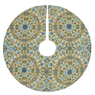 William Morris Vintage Blue Vine Seamless Pattern Brushed Polyester Tree Skirt