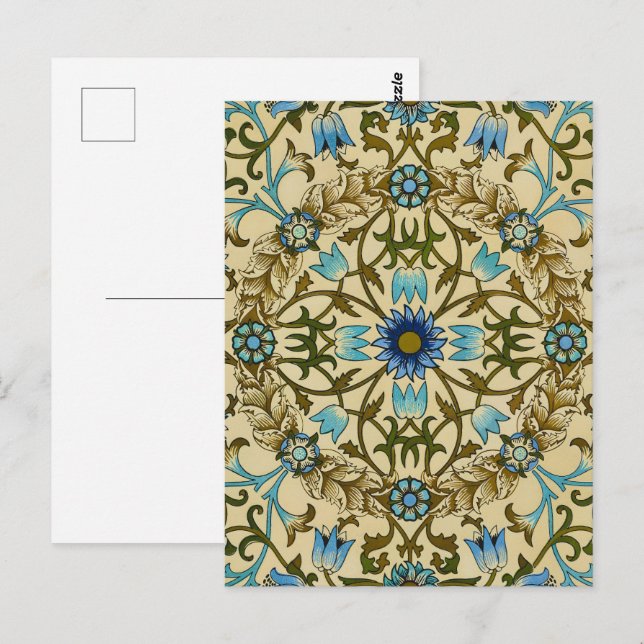 William Morris Vintage Blue Vine Seamless Pattern Postcard (Front/Back)