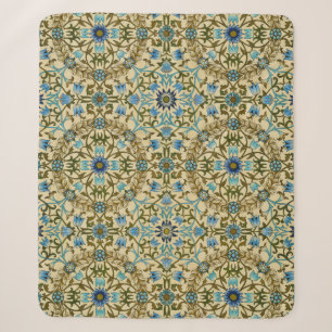 William Morris Vintage Blue Vine Seamless Pattern Sherpa Blanket