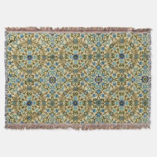 William Morris Vintage Blue Vine Seamless Pattern Throw Blanket
