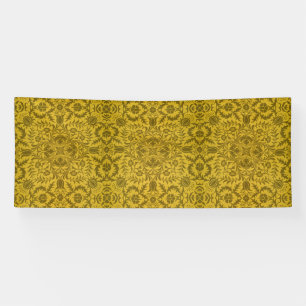 William Morris Vintage Borage Floral Pattern Gold Banner