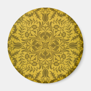 William Morris Vintage Borage Floral Pattern Gold Magnet