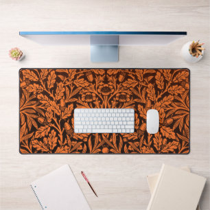 William Morris Vintage Burnt Orange Black Pattern Desk Mat