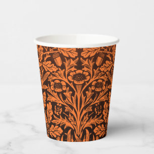 William Morris Vintage Burnt Orange Black Pattern Paper Cups