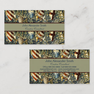 William Morris Vintage Deer & Shields Tapestry Art Business Card