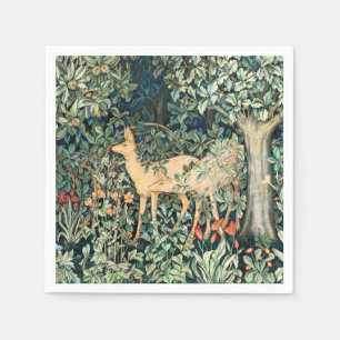 William Morris Vintage Deer Woodland Floral Art Napkin