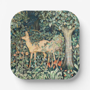 William Morris Vintage Deer Woodland Floral Art Paper Plate