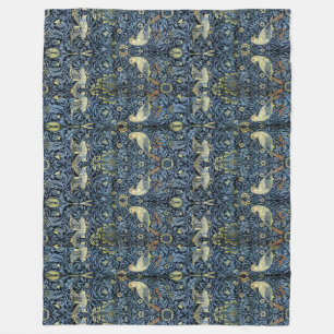 William Morris Vintage Floral Bird Fleece Blanket