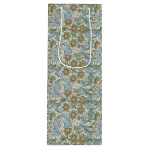 William Morris Vintage Floral Green Blue Orchard Wine Gift Bag