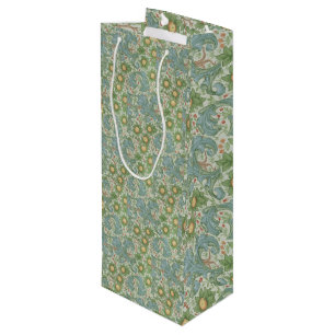 William Morris Vintage Floral Green Blue Orchard Wine Gift Bag
