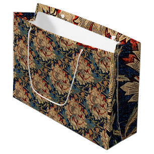 William Morris Vintage Floral Pattern Red Blue Large Gift Bag