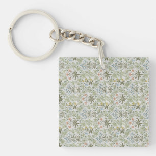 William Morris Vintage Floral Pink Celandine Key Ring