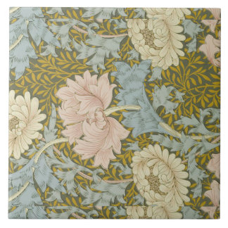 William Morris Vintage Floral Pink Chrysanthemum Tile