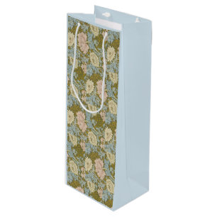 William Morris Vintage Floral Pink Chrysanthemum Wine Gift Bag