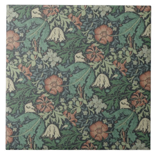 William Morris Vintage Floral Pink Green Compton Tile