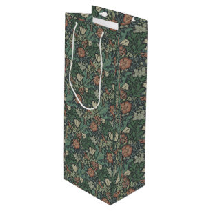 William Morris Vintage Floral Pink Green Compton Wine Gift Bag