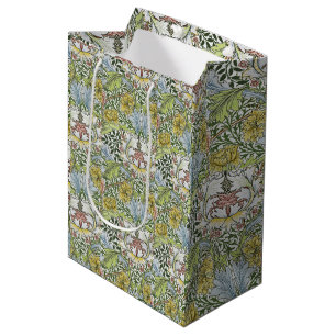 William Morris Vintage Floral Pink Green Myrtle Medium Gift Bag