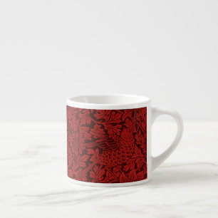 William Morris Vintage Flowers Birds Red Espresso Cup
