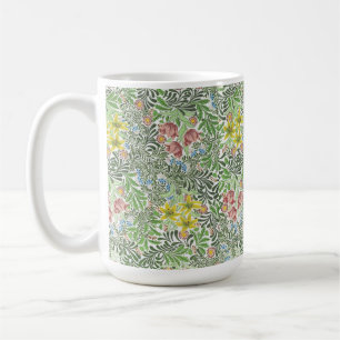 William Morris Vintage Flowers Greenery Pink Coffee Mug