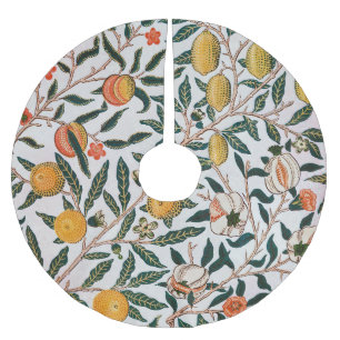 William Morris Vintage Fruit Pomegranate White Brushed Polyester Tree Skirt