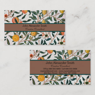 William Morris Vintage Fruit Pomegranate White Business Card