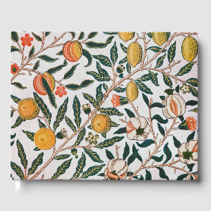 William Morris Vintage Fruit Pomegranate White Guest Book