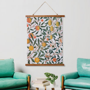 William Morris Vintage Fruit Pomegranate White Hanging Tapestry