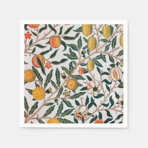 William Morris Vintage Fruit Pomegranate White Napkin