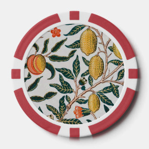 William Morris Vintage Fruit Pomegranate White Poker Chips