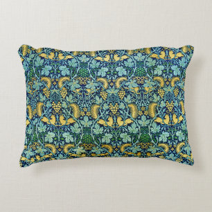 William Morris Vintage Gold Green Blue Decorative Cushion