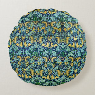 William Morris Vintage Gold Green Blue Round Cushion