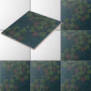 William Morris Vintage Grape Vine Pattern Tile