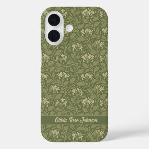William Morris Vintage Honeysuckle Flowers Green iPhone 16 Case