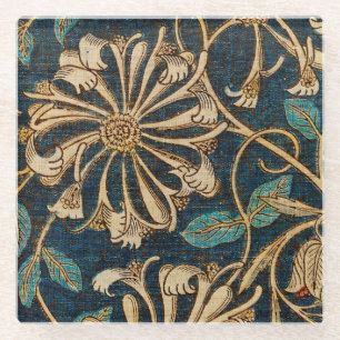 William Morris Vintage Honeysuckle  Glass Coaster