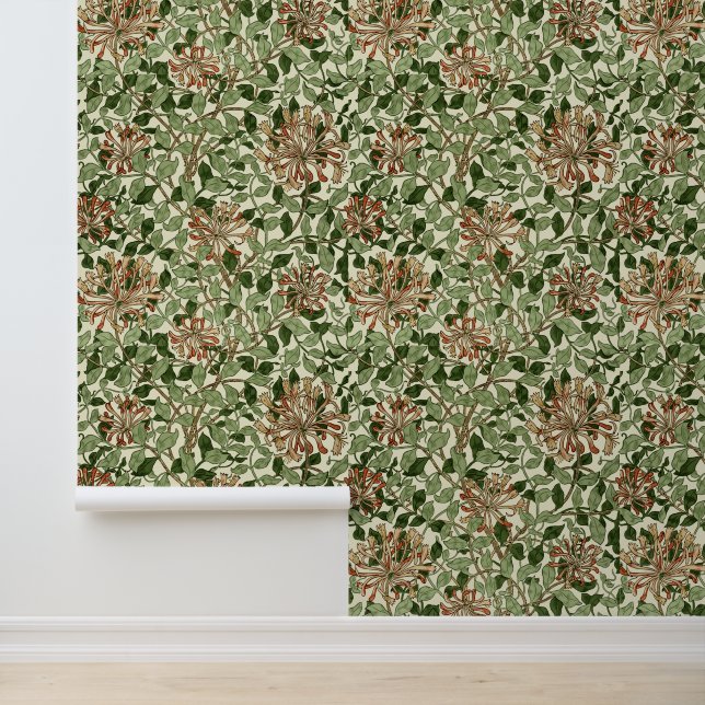 William Morris Vintage Honeysuckle Pattern Wallpaper (Application)