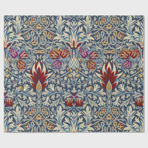 William Morris Vintage Indigo Floral Pattern Wrapping Paper