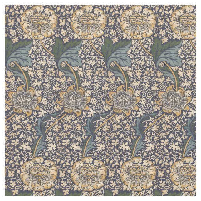 William Morris Vintage Kennet Colour Pattern Fabric (Close Up)