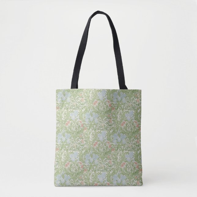 William Morris Vintage Leaves Floral Bird Iris Tote Bag (Front)