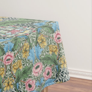 William Morris Vintage Myrtle Flowers Yellow Blue  Tablecloth