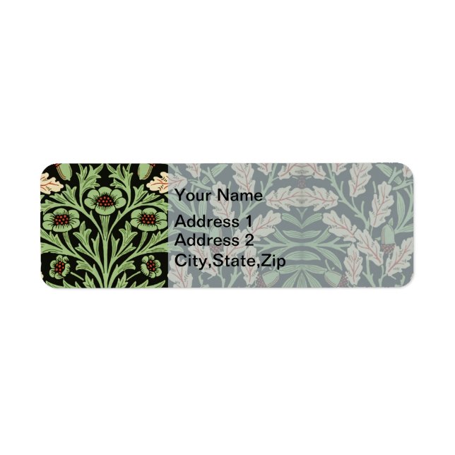 William Morris Vintage Oak Black Red Pattern (Front)