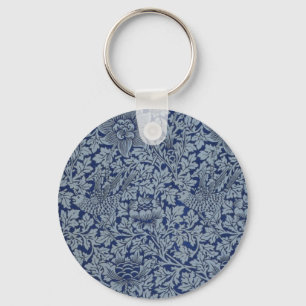 William Morris Vintage Pattern Bird and Anemone   Key Ring
