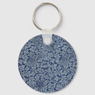 William Morris Vintage Pattern Bird and Anemone  Key Ring