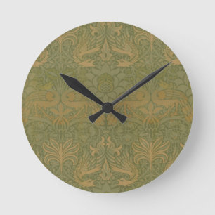 William Morris Vintage Peacock and Dragon Round Clock